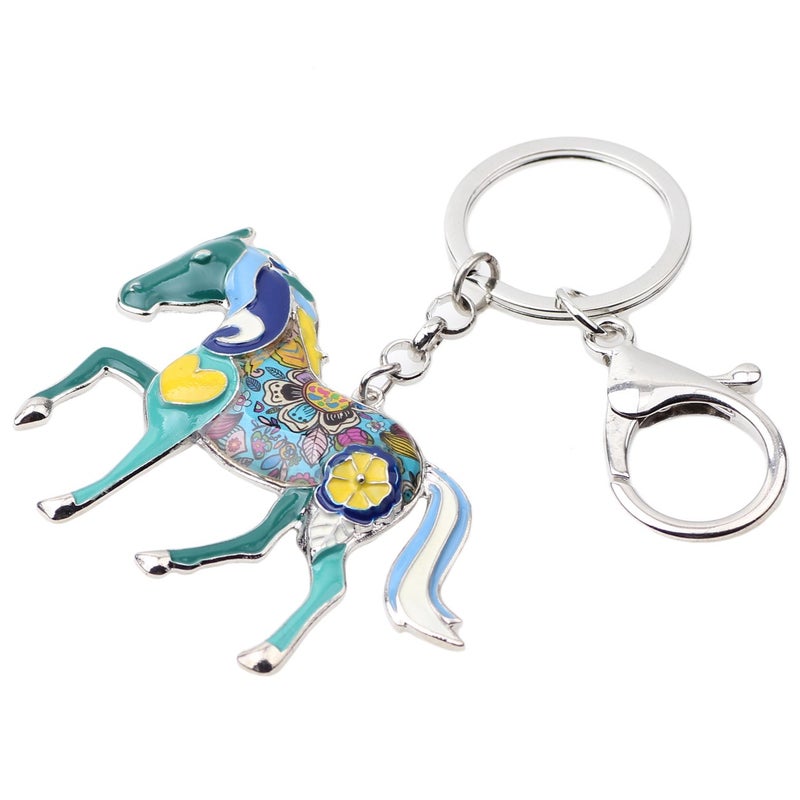 BONSNY Enamel Metal Horse Key chains For Women Girls Gifts Car Purse Animal Pendant Charms toy (Blue) - Image 2